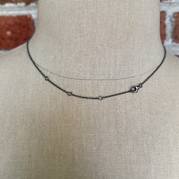 Theodosia Jewelry Oxidized Sterling and Pave Diamond X Necklace - Picture 3 of 11
